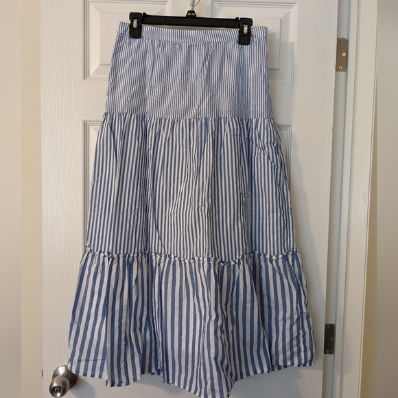 J Crew Striped Blue Skirt S - Picture 2 of 6